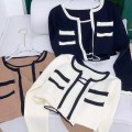 Knitted slim vest + cardigan jacket two-piece top