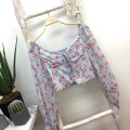 Fresh floral chiffon strapless top