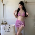 Sexy velvet bikini + Drawstring skirt three-piece set