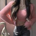 Plush knit camisole + jacket two-piece top