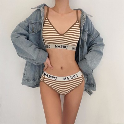 Striped back bra + panties set