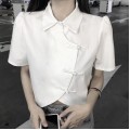 New Chinese style white irregular cheongsam top