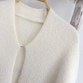 High quality plush knit mid-length jacket