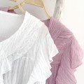 Ruffled irregular chiffon shirt