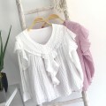 Ruffled irregular chiffon shirt