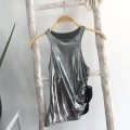 Silver three-dimensional rose slim-fitting vest