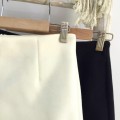 Creamy white high-waist woolen A-line shorts