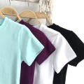 Simple straight shoulder round neck T-shirt