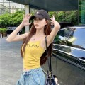 American yellow letter slim fit vest