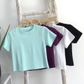 Simple straight shoulder round neck T-shirt