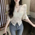 French hollow lace top