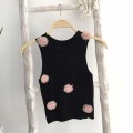 Knitted 3D flower slim fit top