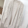 Faux mink fur mid-length coat