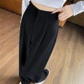 Black high waist wide leg suit trousers