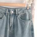 Light blue back A-line denim skirt