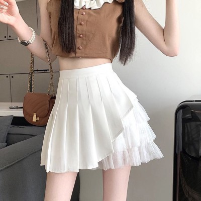 White irregular mesh skirt
