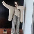 Faux mink fur mid-length coat