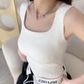 Square neck ice ribbon padded tank top