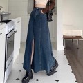 Retro  A-line denim skirt