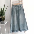 Light blue back A-line denim skirt