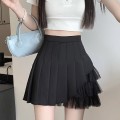 Black irregular mesh skirt