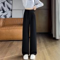 Black high waist wide leg suit trousers