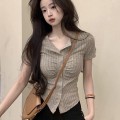 V-neck slim fit knit top