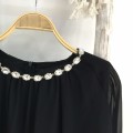 High quality diamond-studded chiffon cape top