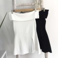 【PREORDER】Off-shoulder slit knit top