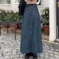 Retro  A-line denim skirt