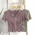 V-neck slim fit knit top