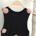 Knitted 3D flower slim fit top