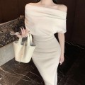 Off-shoulder slim-fit dress