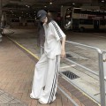 Oversize striped T-shirt + high waist long pants set