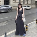 Fake two-piece waist-tied long skirt