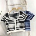 Striped knitted short top