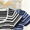 Striped knitted short top