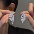 Two-piece design diamond butterfly earrings