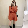 Knitted drawstring waist jumpsuit