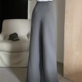 Grey high waist straight suit trousers