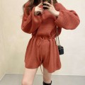 Knitted drawstring waist jumpsuit