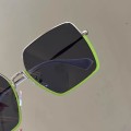 Retro half-frame green sunglasses