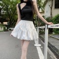 High waist bow pleated skirt