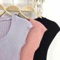 Ice silk knitted U-neck slim fit top