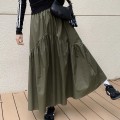 High waist pleated A-line skirt