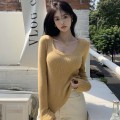 Knitted round neck slim fit top