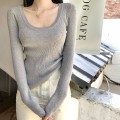 Knitted round neck slim fit top