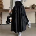 High waist pleated A-line skirt