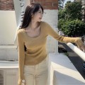 Knitted round neck slim fit top