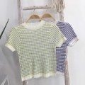 Striped knitted slim fit top